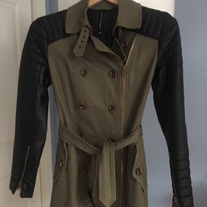 Walter Baker military trench w/moto jacket sleeve